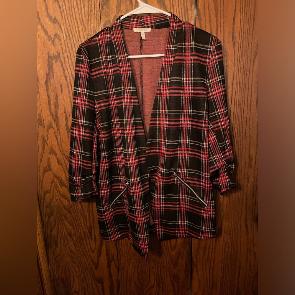 Maurice’s plaid open front blazer